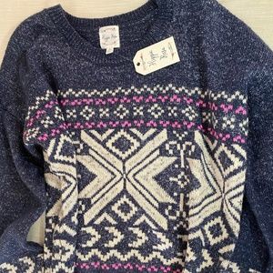 HIPPIE ROSE WOMEN'S SWEATER BLUE/PINK/WHITE